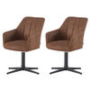 ESSZIMMERSTUHL THOMAS-NIKA 2er-Set 360°drehbar - Schwarz/Braun, Textil (57/85/62cm)