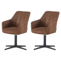 ESSZIMMERSTUHL THOMAS-NIKA 2er-Set 360°drehbar - Schwarz/Braun, Textil (57/85/62cm)