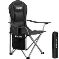 CAMPINGSTUHL gepolstert Mtx,88,5 x 55 x 103 cm, Belastbarkeit 120 kg,schwarz - Schwarz, Textil (88.5/103/55cm) - tectake