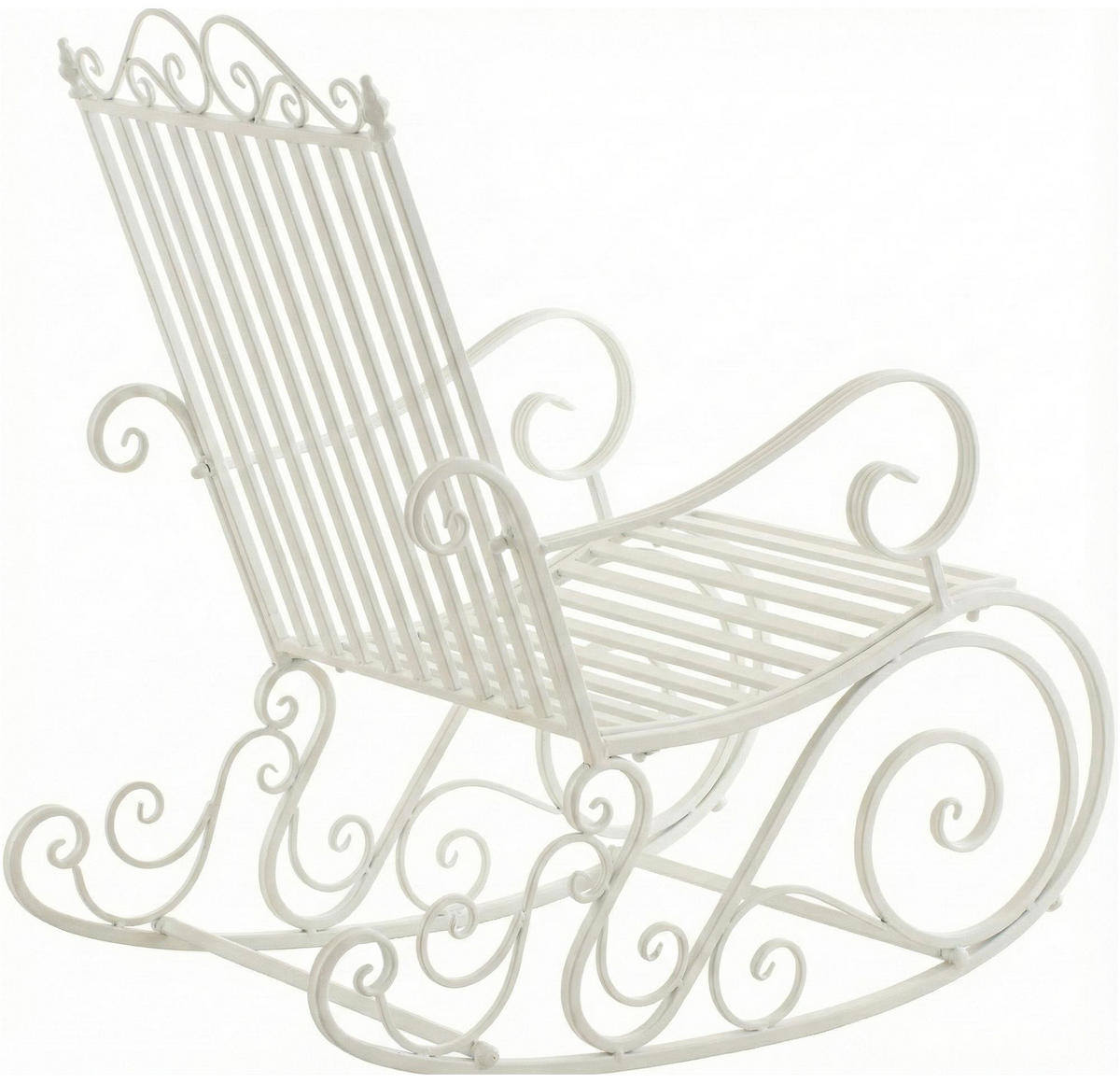 SCHAUKELSTUHL Anna Antik Outdoor 56x90x94cm Metall Weiß Gartenstuhl - Weiß Hochglanz, Metall (56/94/90cm) - DELUKE