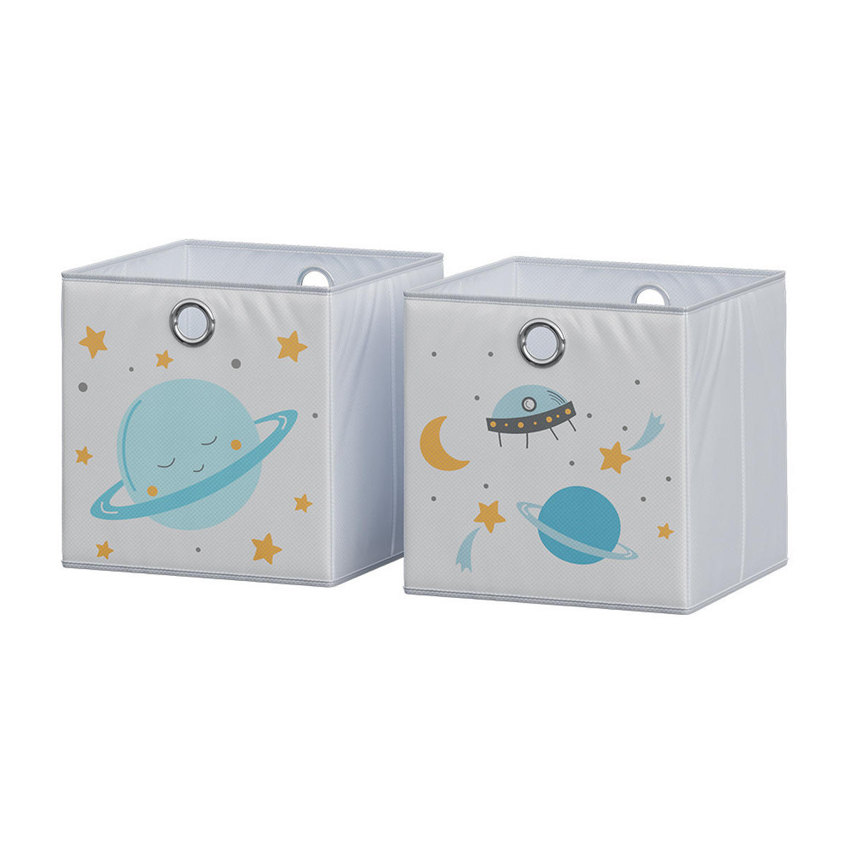 FALTBOX Grau (Weltall) 30 x 30 cm (Motiv Weltall) - Blau/Grau, Wellpappe (30/30cm) - Vicco