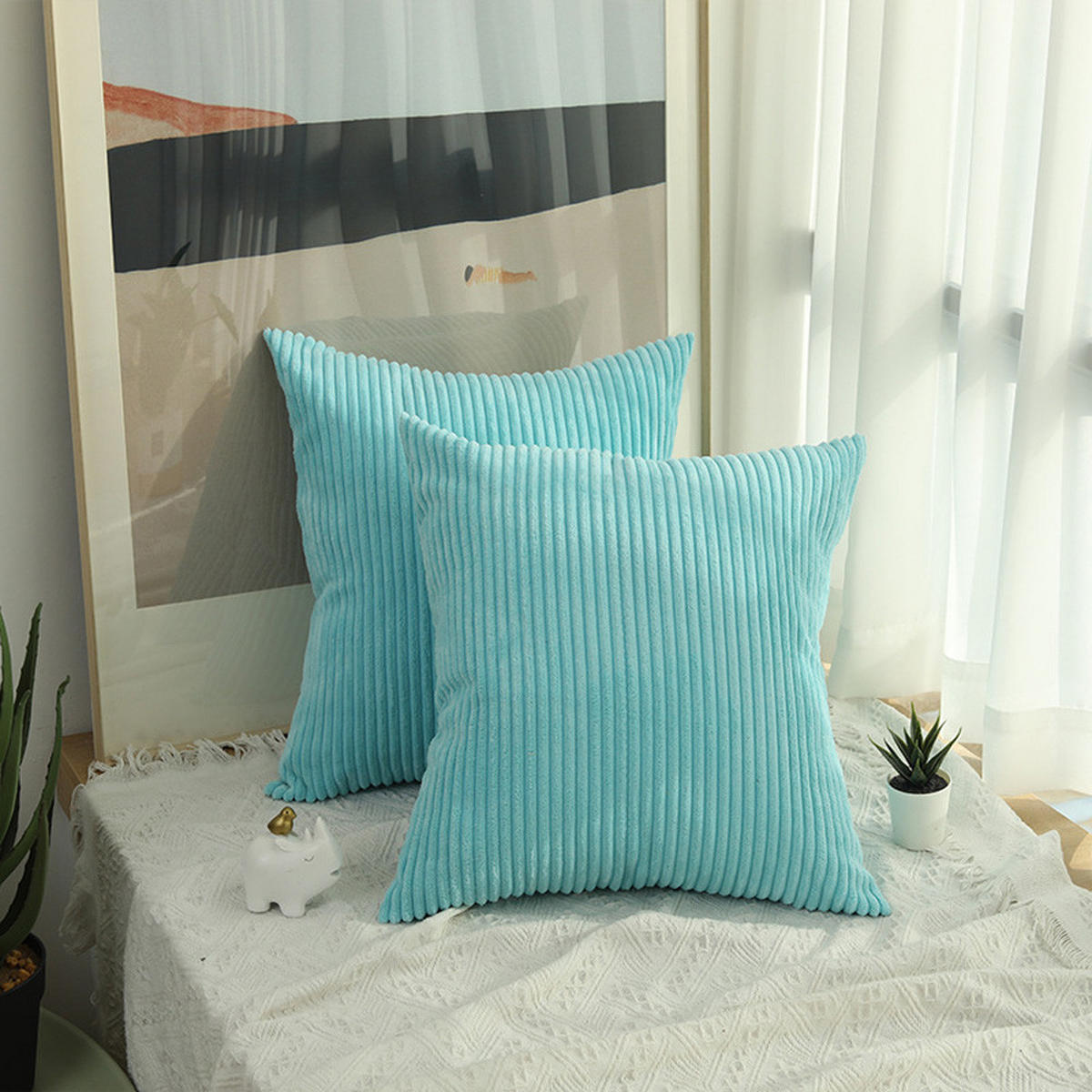 KISSENHÜLLE Plüsch hellblau 45*45cm - Hellblau, Textil (45/45cm) - Kaket