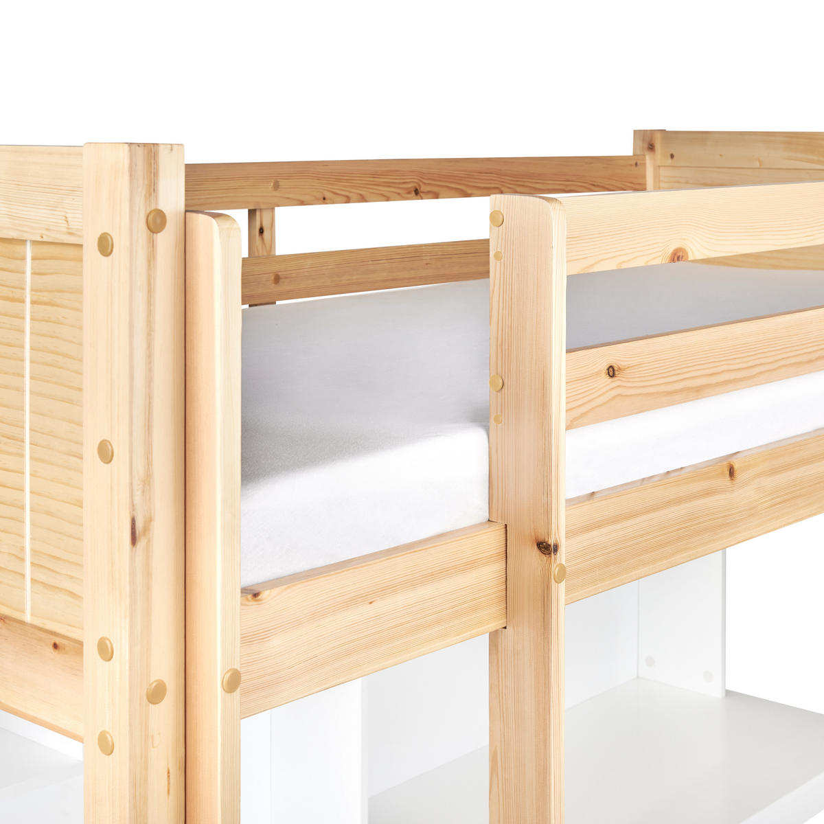 HOCHBETT MIT SCHREIBTISCH 90x200 cm Heller Holzfarbton Foucamont - Hellbraun, Holz (90/200cm) - Beliani