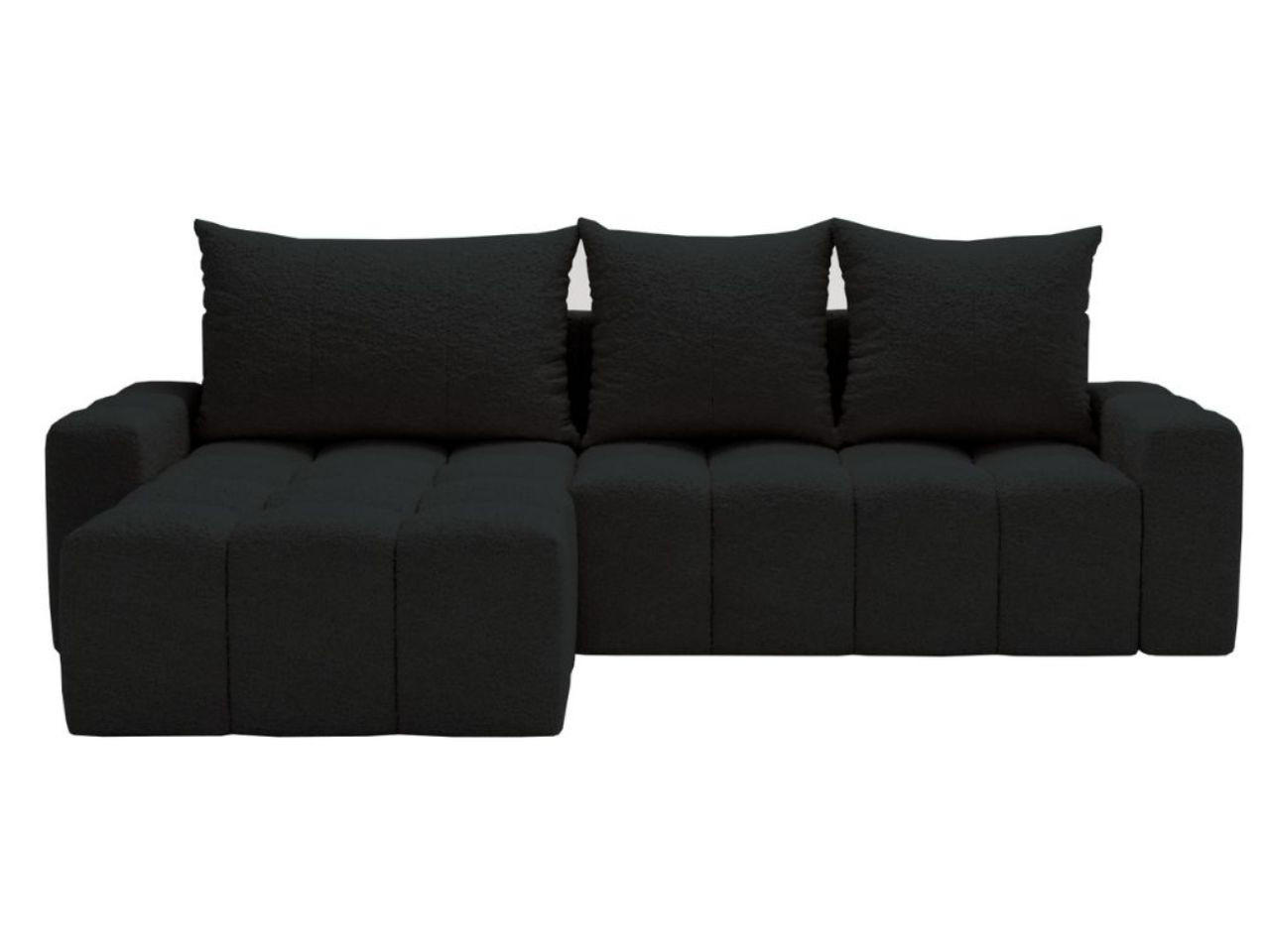 ECKSOFA Bresso Bouclé-Stoff Schwarz - Schwarz, Holz/Textil (255/168cm) - Graingold