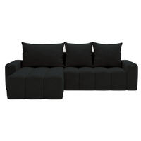 ECKSOFA Bresso Bouclé-Stoff Schwarz - Schwarz, Holz/Textil (255/168cm) - Graingold