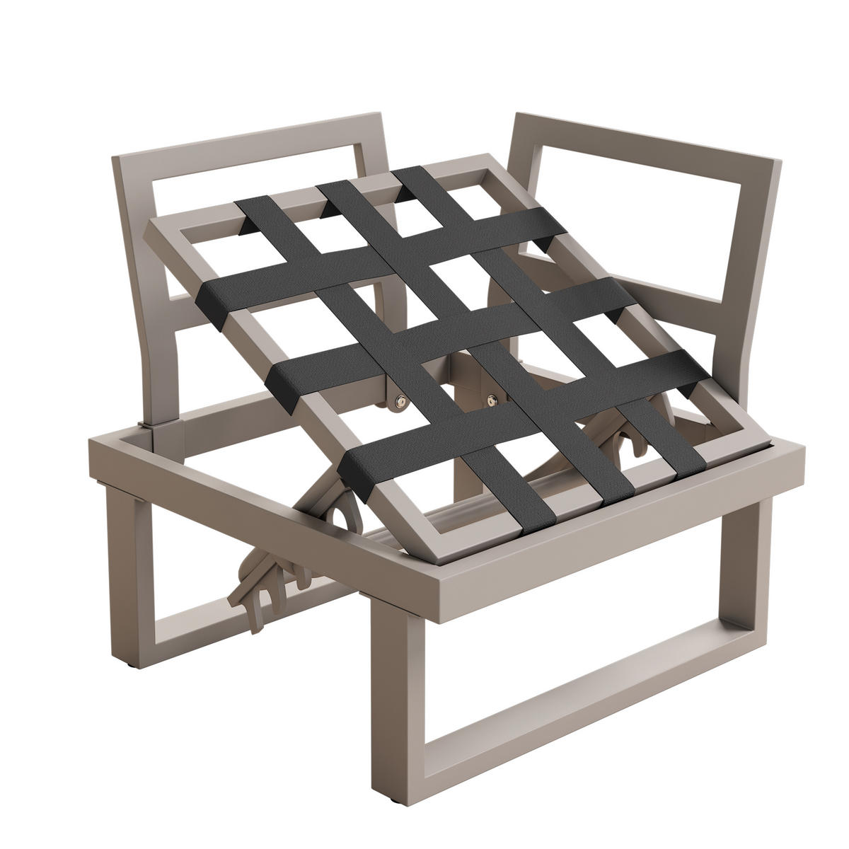 LOUNGEGARNITUR aus Stahl/Polyester Beige mit 2 Couchtischen - Beige, Metall - Modfu