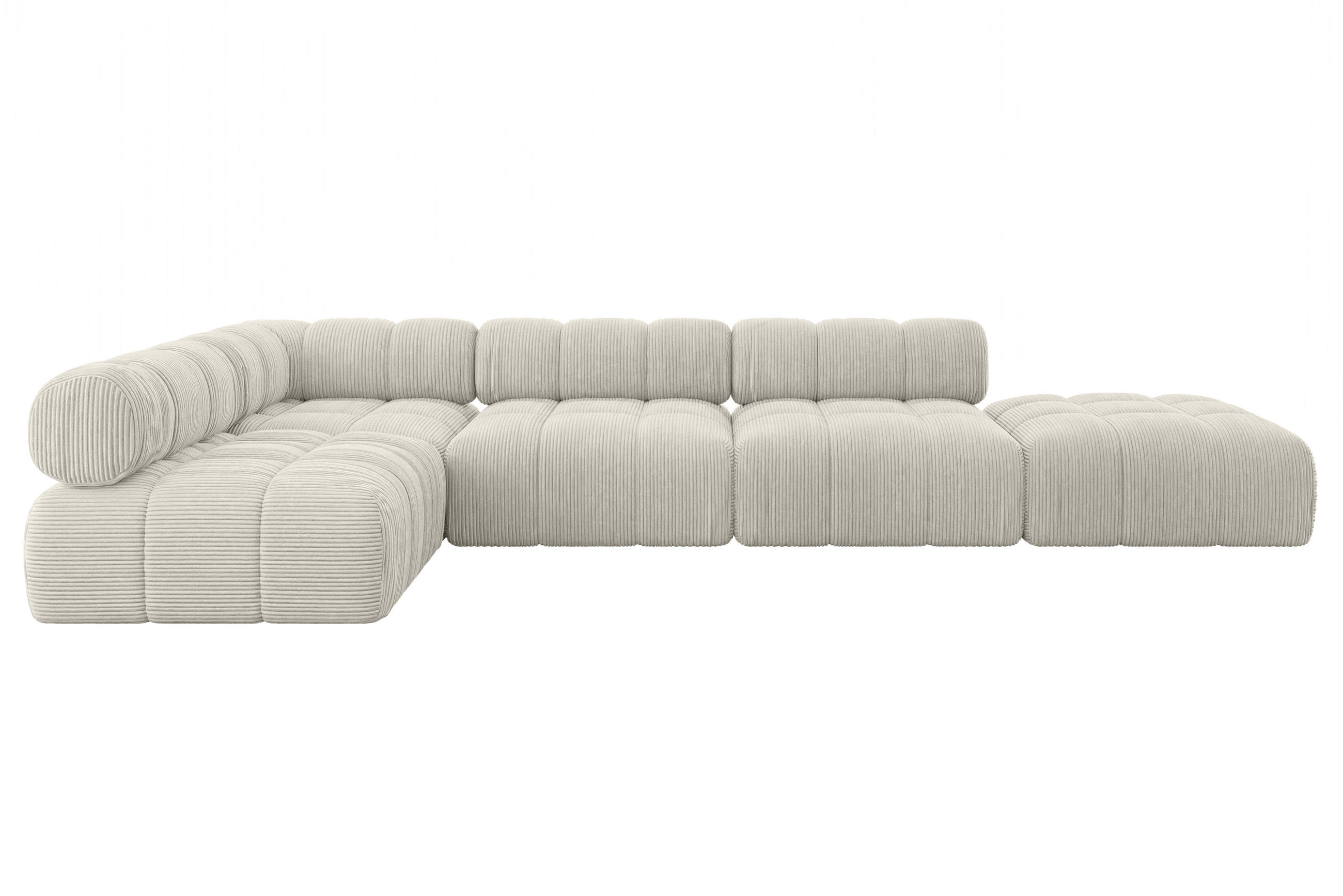 ECKSOFA modulares Sofa Favio-L2 - 380x190x70 cm Creme Cord - Hellgrau/Creme, Holzwerkstoff/Textil (380/190cm) - ALTDECOR