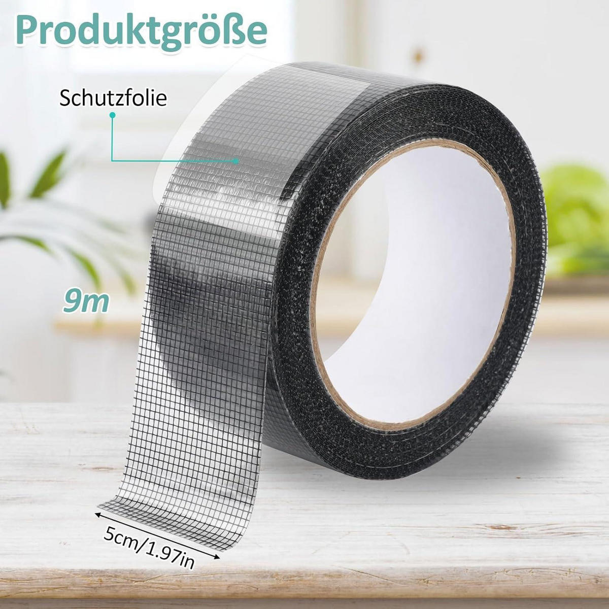 FLIEGENGITTER Reparaturband 5 cm x 900 cm Schwarz - Schwarz, Kunststoff (5/16/16cm)