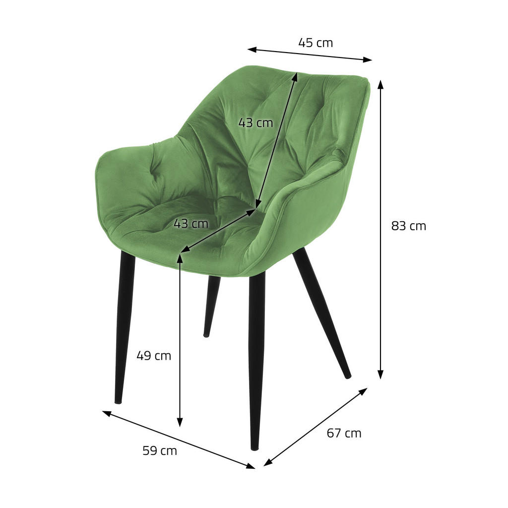 Thumbnail - Ml-Design Esszimmerstuhl, Grün, Metall, 6-Sitzer, 67x83x59 cm, Esszimmer, Stühle, Esszimmerstühle, Armlehnenstühle