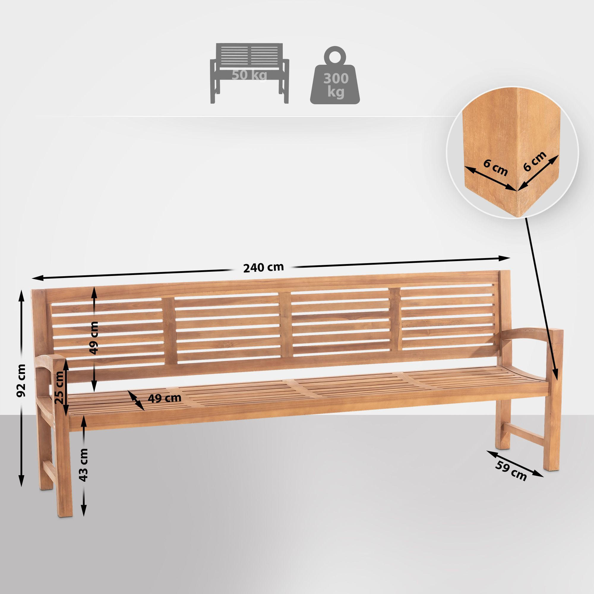 GARTENBANK 240/59 cm Holz Teak - Teakfarben, Holz (240/92/59cm) - CLP