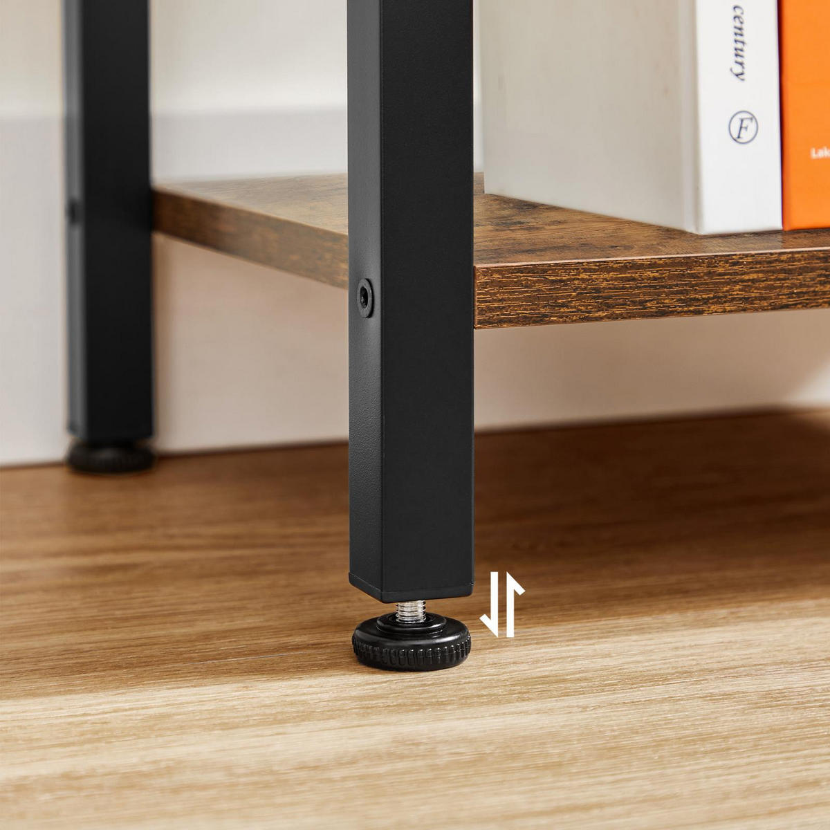 STANDREGAL Holzoptik Metall Dunkelbraun Schwarz mit 6 Böden 187,5 x 39,5 x 30 cm - Dunkelbraun/Schwarz, Holzwerkstoff/Metall (40/187.5/30cm) - Begryf