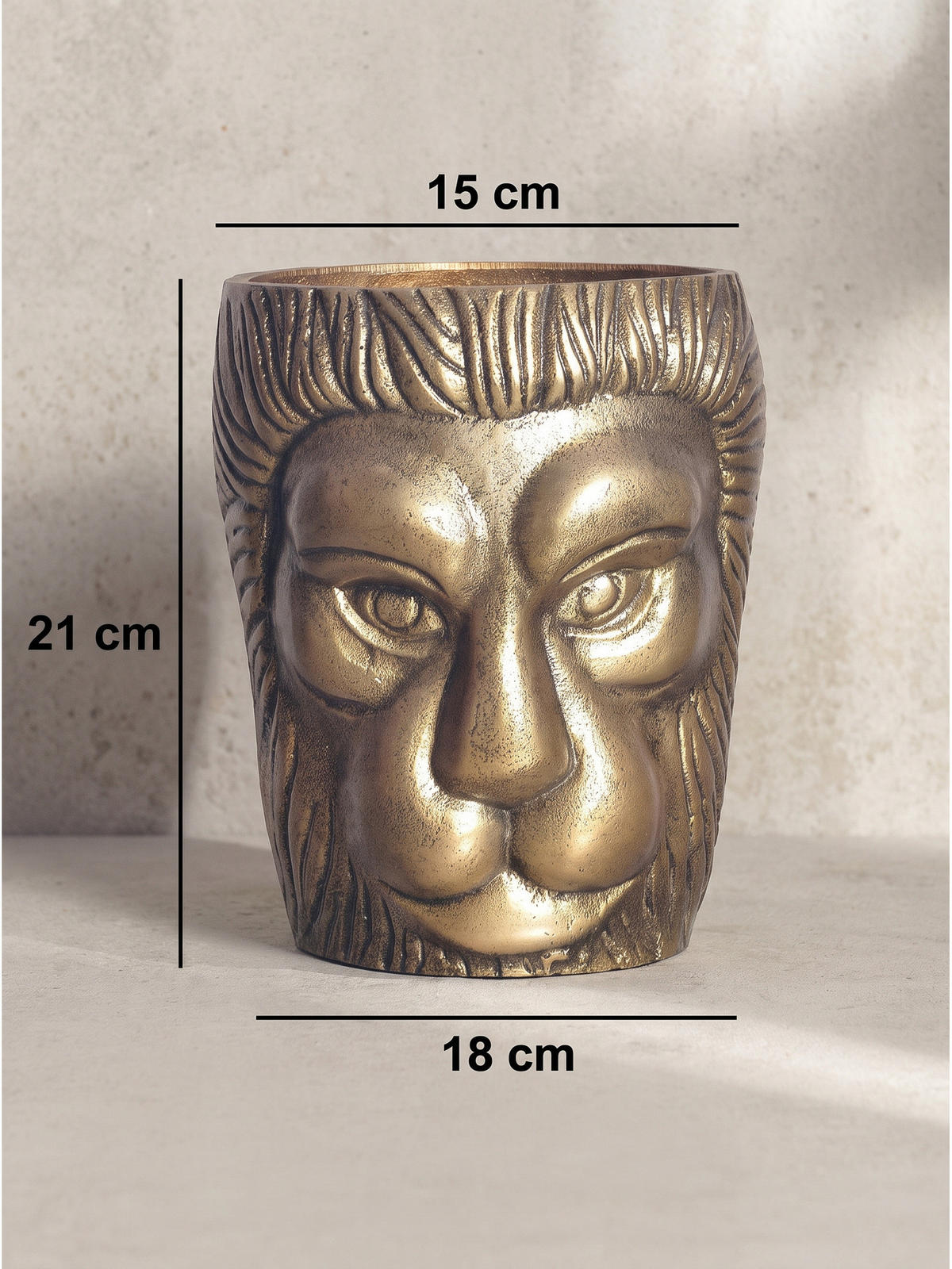 METALLVASE DENDER, Aluminium, handgefertigt, Gold, Ø 18 x 21 cm - Goldfarben, Metall (21cm) - KADIMA DESIGN