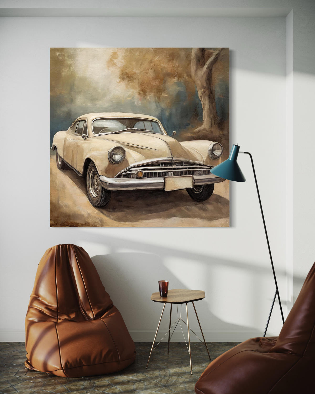 WANDBILD klassisches auto vintage - Beige, Textil (50/50cm) - Feeby