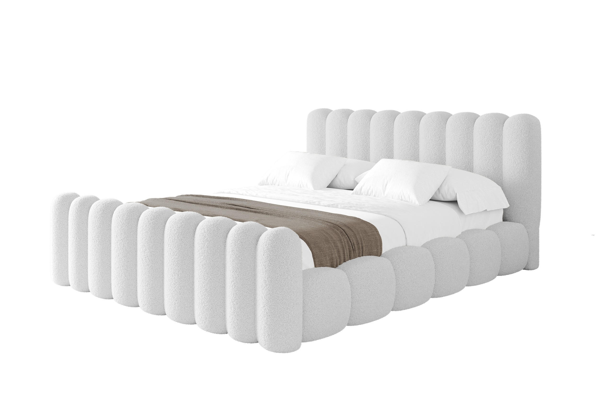 POLSTERBETT mit Bettkasten, Fußteil und Lattenrost, Boxbett ohne Matratze - SENA-Z 160x200 Weiß - Weiß, Holzwerkstoff/Textil (160/200cm) - ALTDECOR