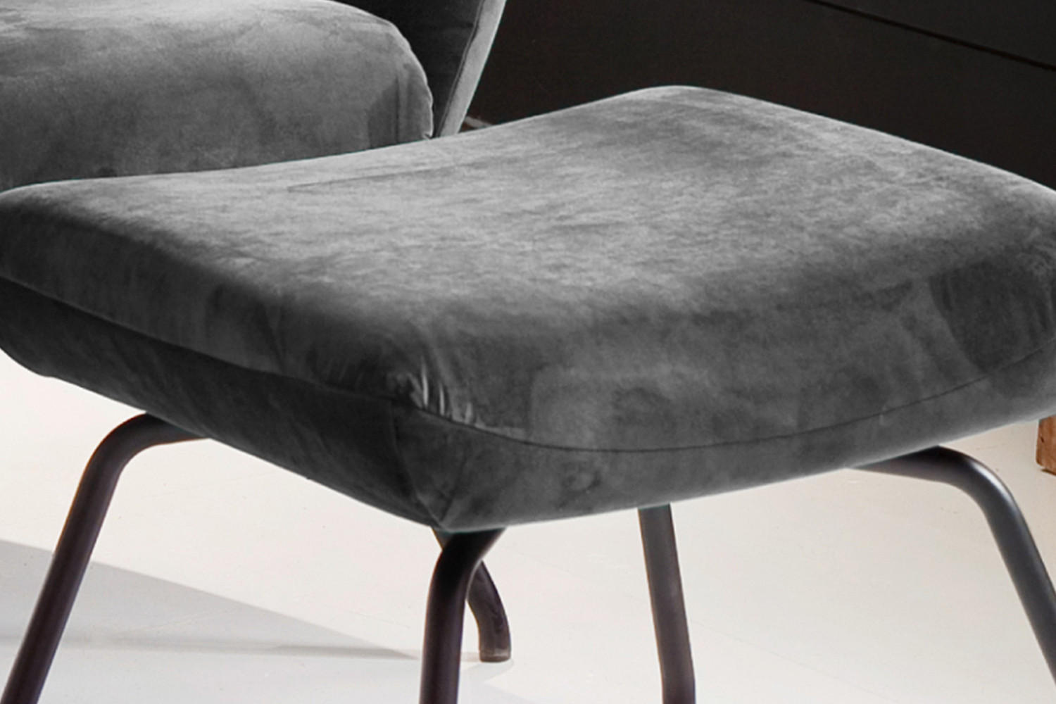 HOCKER LOTTE Grau Velvet - Grau, Textil/Metall (57/44/52cm) - KAWOLA