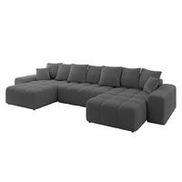 WOHNLANDSCHAFT ENIL-U 390x175x84 Grau Bouclé - Grau, Holzwerkstoff/Kunststoff (390/84/175cm) - ALTDECOR