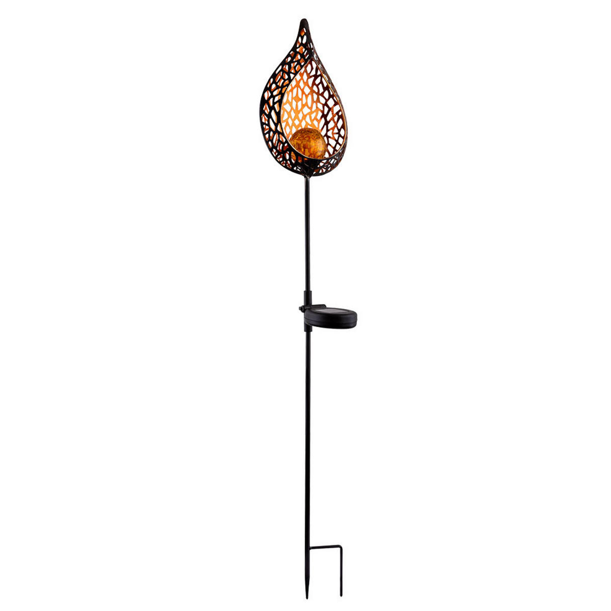 LED AUSSENLEUCHTE Solar Steckleuchte schwarz-gold 3er Set - Multicolor, Glas (16/7/90cm) - Globo Lighting
