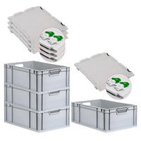 EUROBOX 4x Nextgen Economy Mit Scharnierdeckel Grau/GrünGriffe Offen 44 Liter - Grün, Kunststoff (40/22/60cm) - PROREGAL