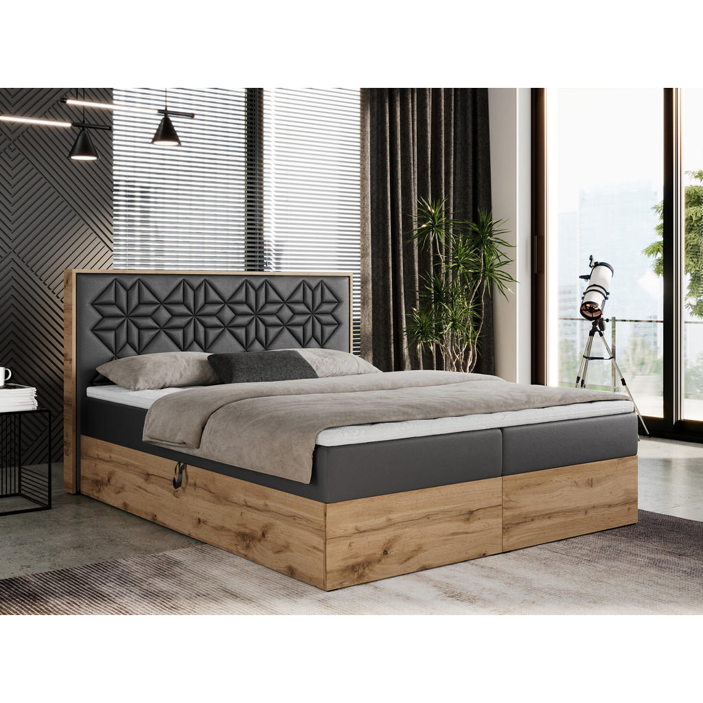Thumbnail - MKS Boxbett, Dunkelgrau, Textil, 2-Sitzer, H4, 7-Zonen, Rechteckig, 180x200 cm, Schlafzimmer, Betten, Boxspringbetten