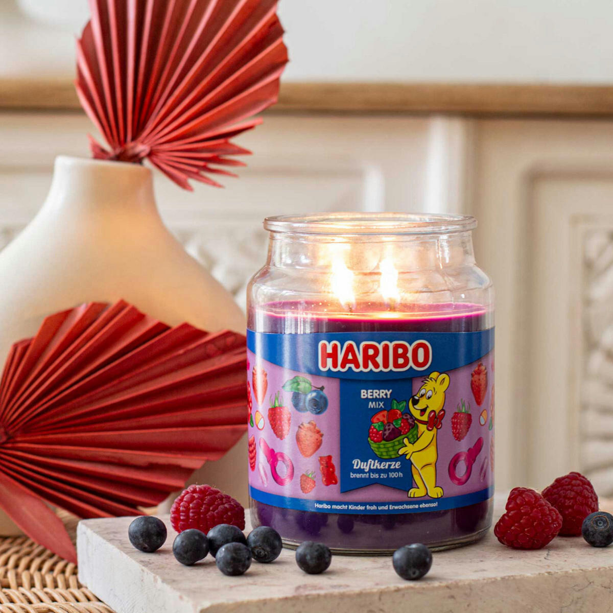DUFTKERZE Haribo - Lila, Naturmaterialien/Glas (13cm)