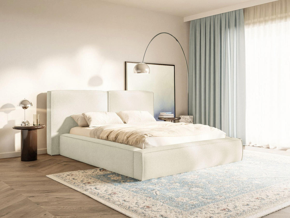 POLSTERBETT Tilves Creme 140x200 cm - Creme/Schwarz, Kunststoff/Textil (140/200cm) - Selsey