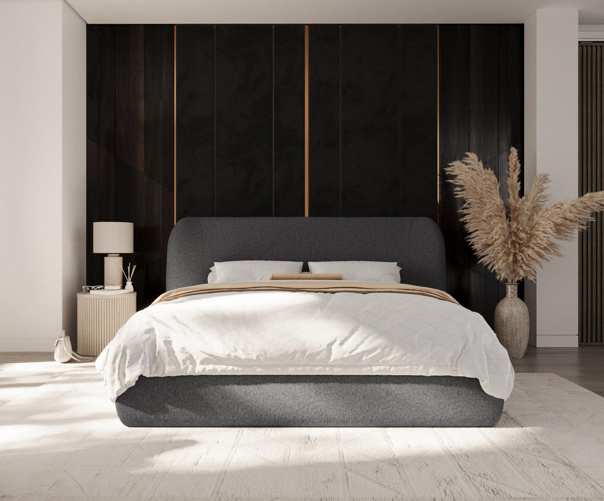 POLSTERBETT Bellano mit Stauraum 160/200 cm Anthrazit im Megan Stoff - Anthrazit/Schwarz, Holz/Holzwerkstoff (160/200cm) - AltaBeds