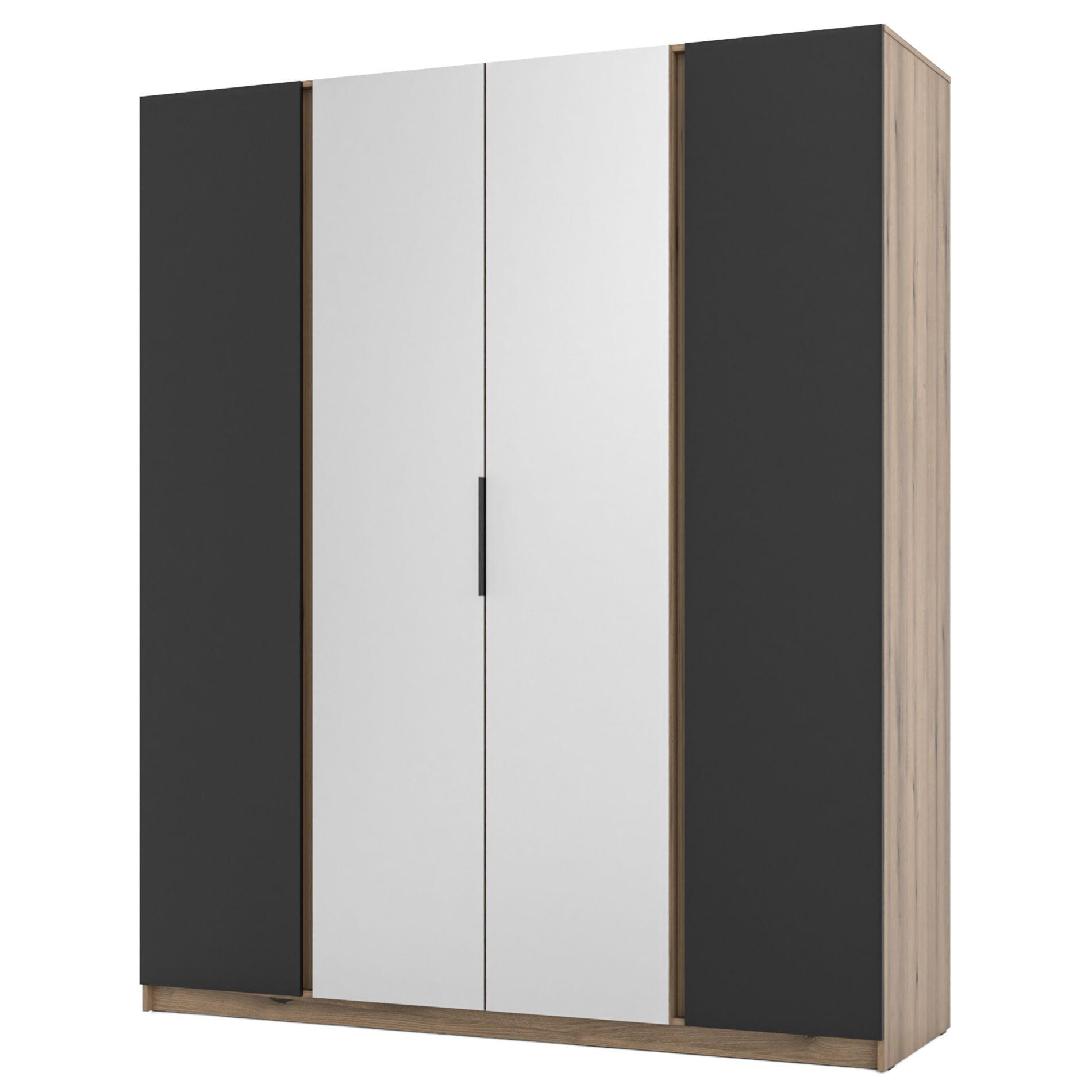 KLEIDERSCHRANK Kaja Schwarz/Eiche 200 cm - Schwarz, Holzwerkstoff/Metall (200/239/61.9cm) - Selsey