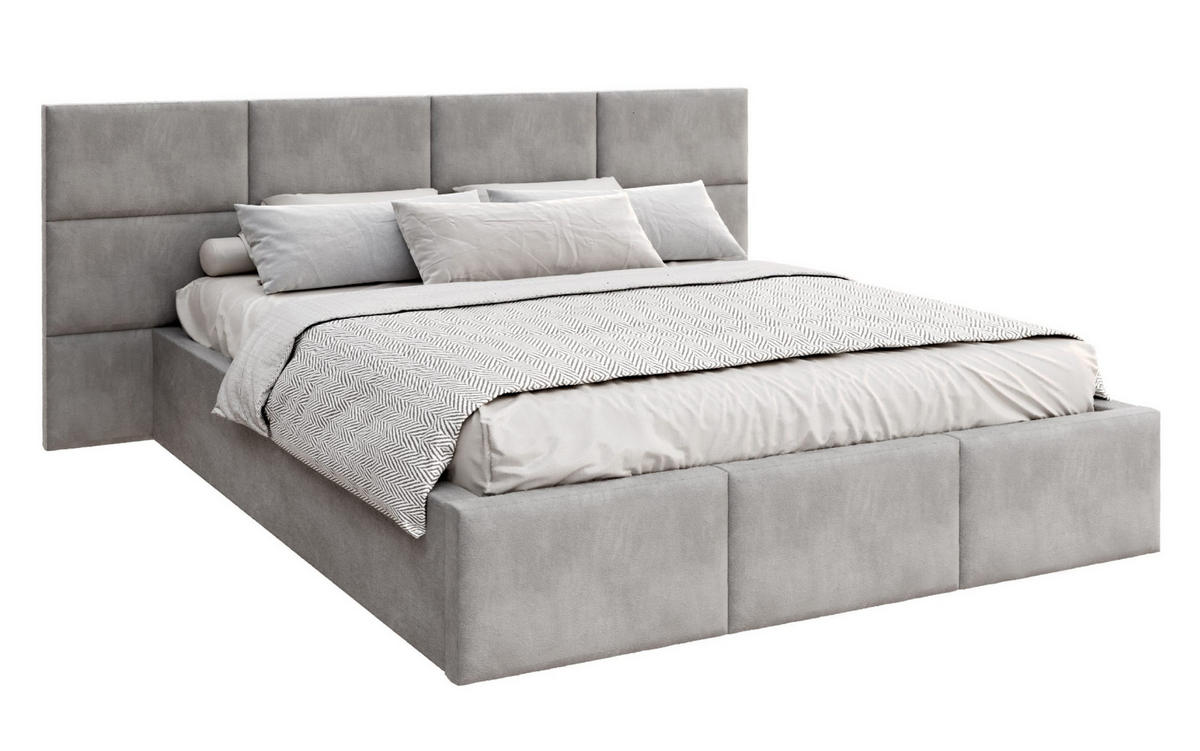 POLSTERBETT DORIS grau - Birkefarben/Grau, Holzwerkstoff/Metall (120/200cm) - FDM