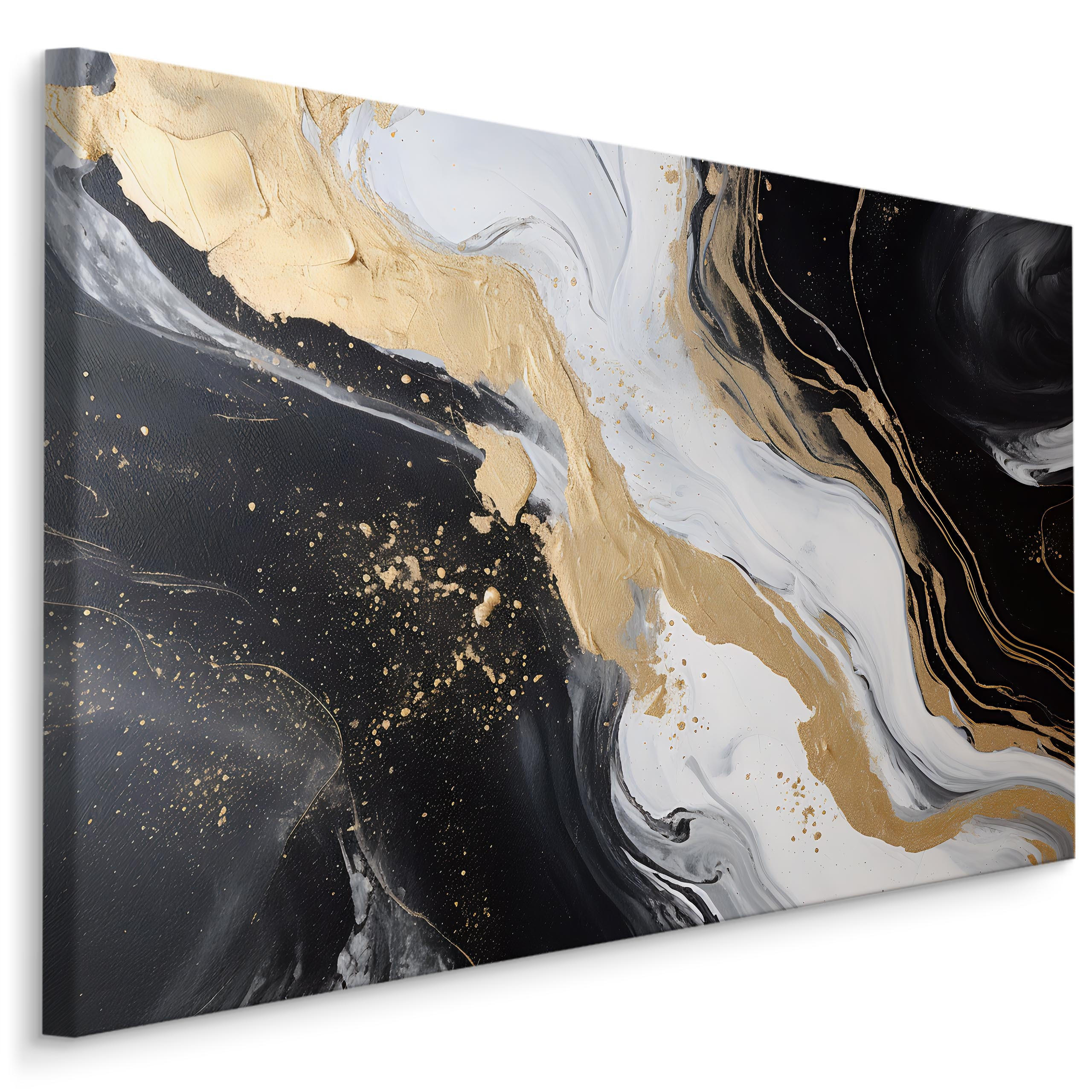 Muralo Leinwandbild Schwarz, Weiß, Gold 30x20 cm