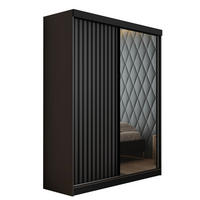 SCHIEBETÜRENSCHRANK MALANI - Schwarz und Graphit Anthrazit 138x205x59 cm - Graphitfarben, Holzwerkstoff (138/205/59cm) - Kier Furniture