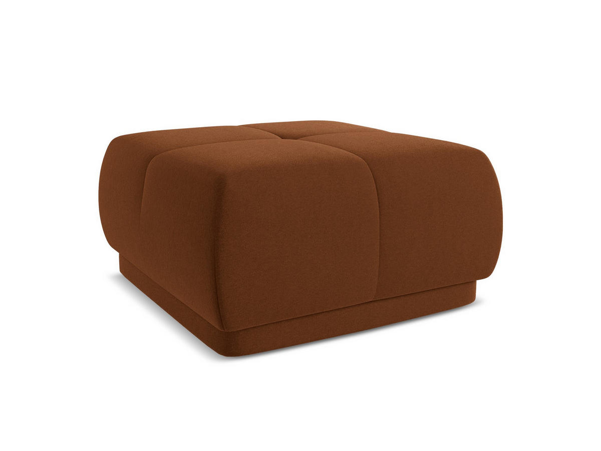 POUF Samt Stoff Orange - Terracotta/Schwarz, Kunststoff/Textil (60/35/60cm) - Makamii