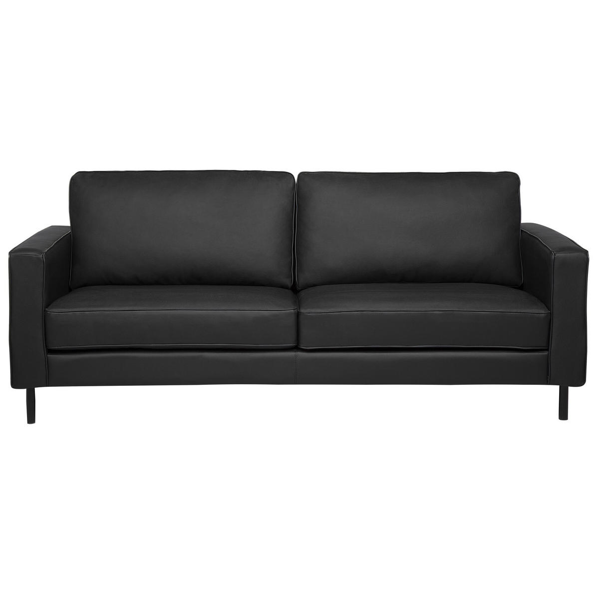 SOFA-SET 4-sitzer Leder Schwarz Savalen - Schwarz, Leder (204/87/91cm) - Beliani