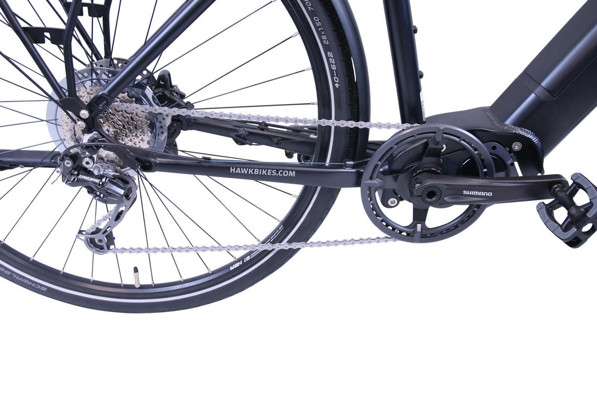 E-CITY Wave E-Bike Integrated Steps Gent 9 Gang 28 Zoll Gr:50cm - Schwarz, Metall (50cm) - Hawk Bikes