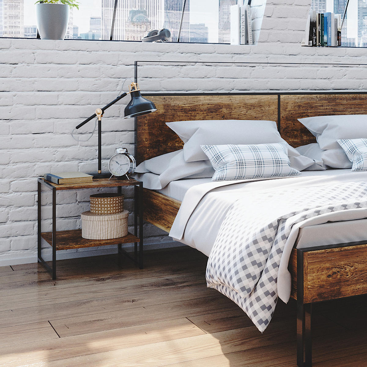 NACHTTISCH Fyrk Antikholz 2er Set - Alteiche/Schwarz, Holzwerkstoff (45/46/45cm) - Vicco