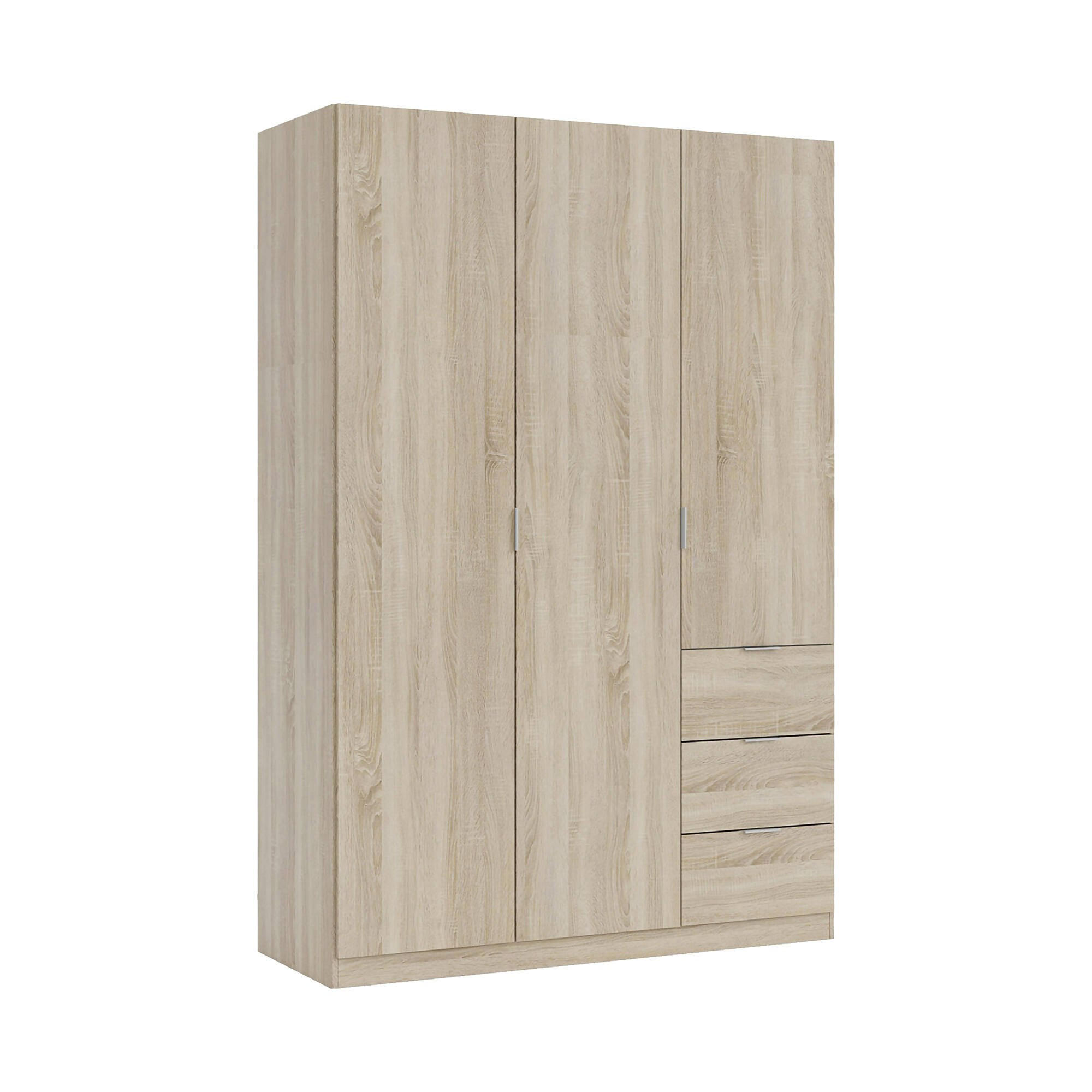 KLEIDERSCHRANK 3 TÜREN Eiche 52/135/200 cm - Braun, Holzwerkstoff (135/200/52cm) - DMORA