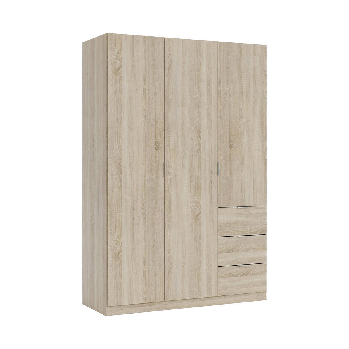 KLEIDERSCHRANK 3 TÜREN Eiche 52/135/200 cm - Braun, Holzwerkstoff (135/200/52cm) - DMORA