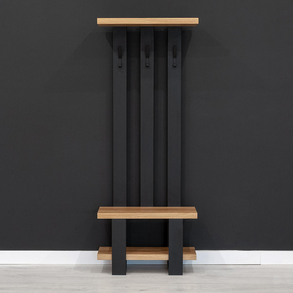 GARDEROBE Mount aus massivem Eichenholz 70 cm - Eichefarben/Naturfarben, Holz (70/180/35cm) - Danzz