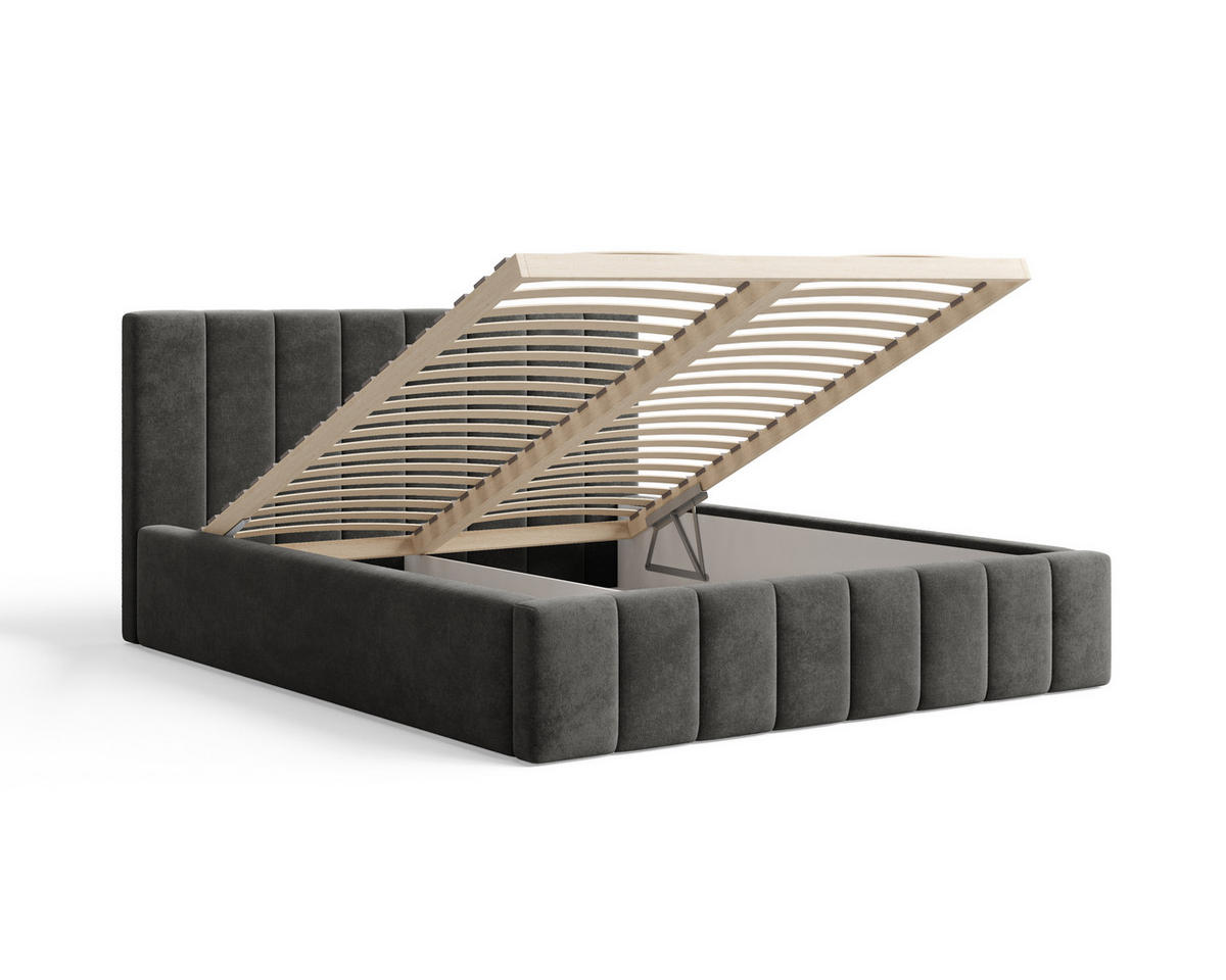 POLSTERBETT 01 160 x 200 cm – Flow – Bett mit Federmechanismus und Stauraum - Waldgrün, Holz (160/200cm) - ROYAL24_MARKT