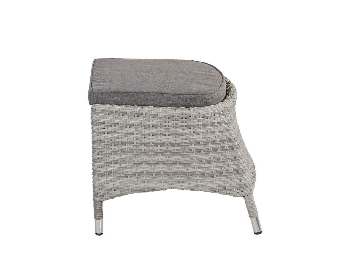 GARTENHOCKER Rio 57x50x44 cm, Polyrattan, Grau - Grau, Kunststoff (50/44/57cm) - dasmöbelwerk