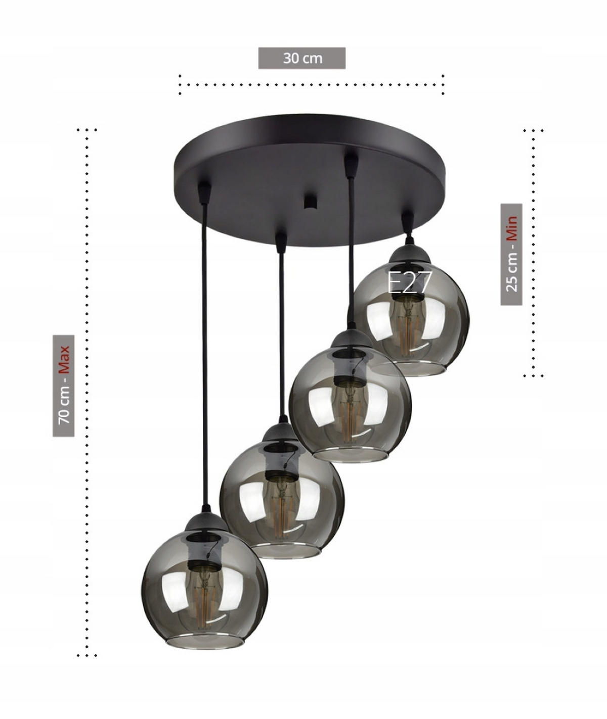 PENDELLEUCHTE HAGEN - Schwarz, Glas/Metall (40/40/70cm) - kiki design