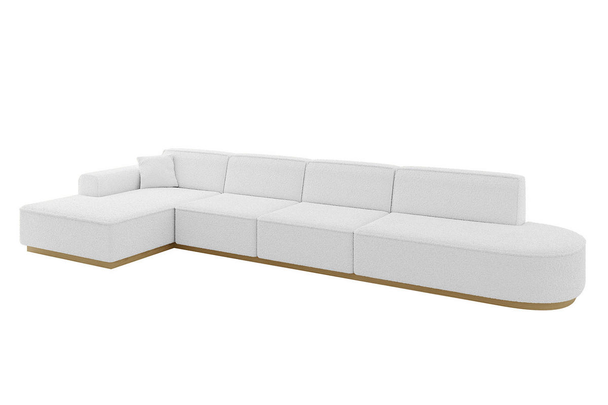 ECKSOFA Ottomane Links IREA-L3-v2 - 403x165x81 cm Weiß - Weiß, Holzwerkstoff/Textil (403/165cm) - ALTDECOR