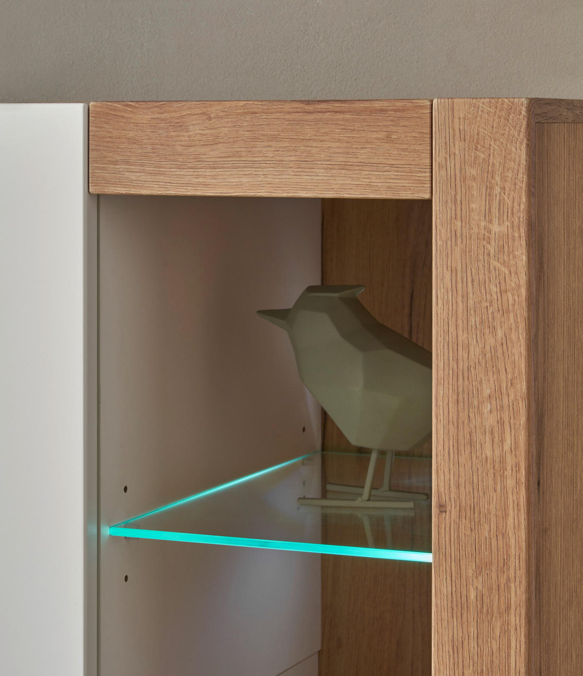 TV-LOWBOARD weiß matt, Evoke Eiche, TV Unterteil Komforthöhe XL-Board - Eichefarben/Silberfarben, Glas/Holzwerkstoff (198/61/43cm) - Furn.Design