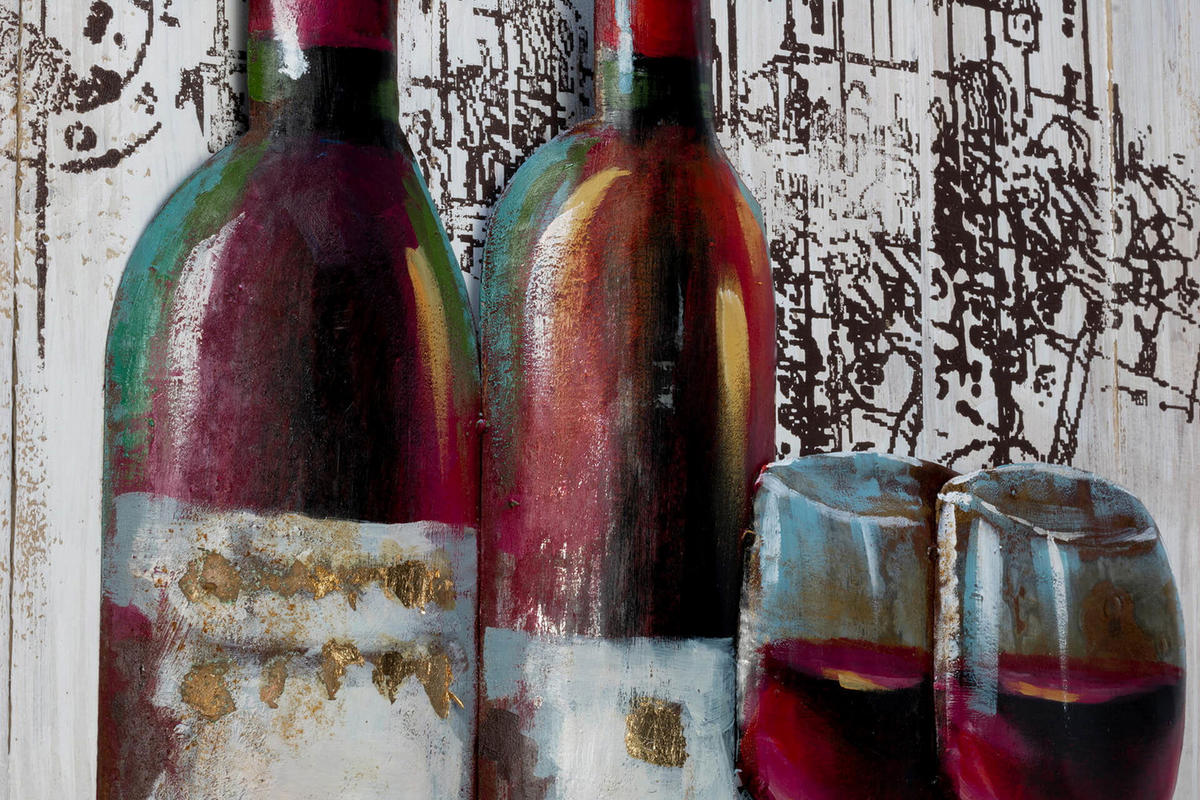 HOLZBILD Rot 60/90 cm - Beige/Rot, Holz/Metall (2.98/90cm) - KUNSTLOFT