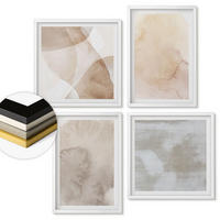WANDBILDER 4er-Set - 50x50 cm & 40x60 cm Weißer Rahmen - Warme Aquarell-Pastelltexturen - Weiß, Kunststoff (50/50cm) - ArtPrintCave