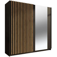 SCHWEBETÜRENSCHRANK Dalia schwarz - artisan eiche 200 / 63,5 / 198,5cm - Schwarz/Braun, Holz/Holzwerkstoff (200/199/64cm) - Feldmann-Wohnen