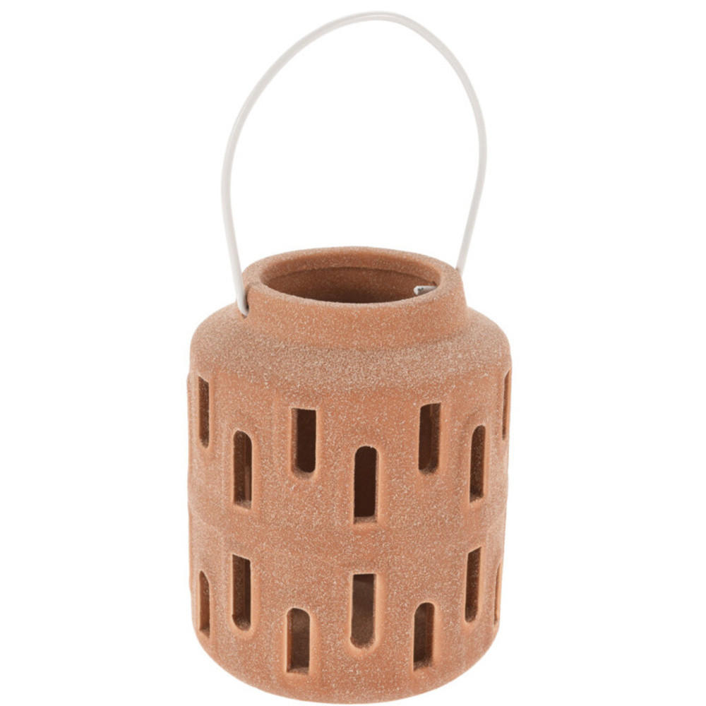 LATERNE für Kerze mit Metallgriff 10/13 cm - Terracotta, Keramik (10/13/10cm)