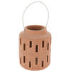 LATERNE für Kerze mit Metallgriff 10/13 cm - Terracotta, Keramik (10/13/10cm)