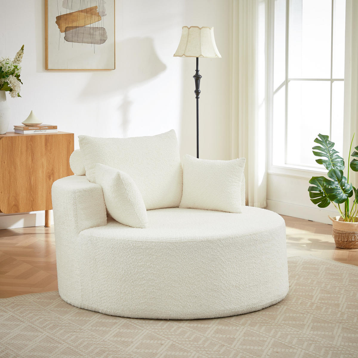 STOFFSOFA Beige, Komfortabler Polstersessel mit Rückenkissen, ohne Montage - Beige, Textil (127/82/127cm) - PARAFTA HOME