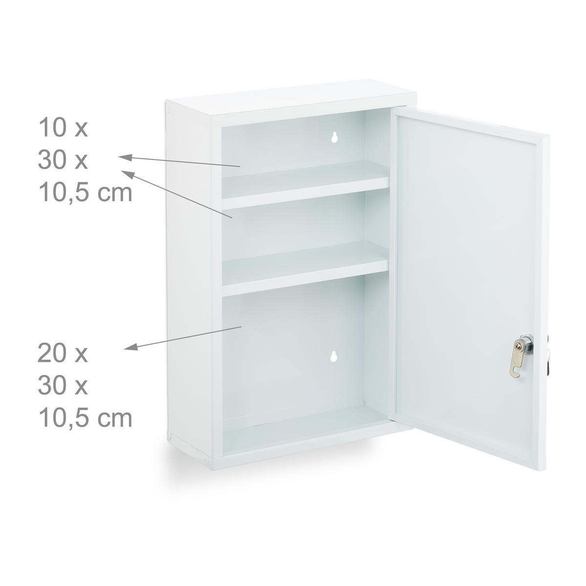 MEDIZINSCHRANK - Weiß, Metall (30/45/12cm) - Relaxdays
