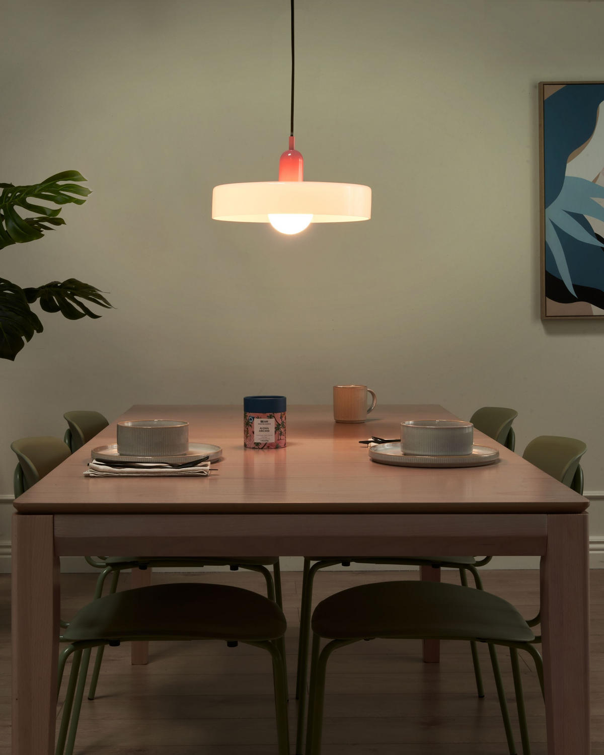 HÄNGELEUCHTE Weiß Paala - Pink/Weiß, Glas (35/35/148cm) - Beliani